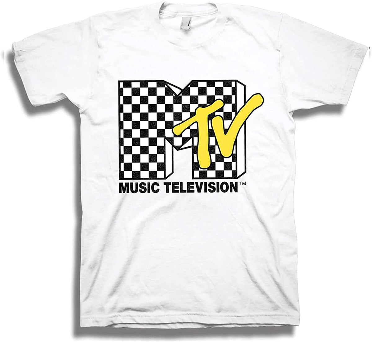 MTV Mens Shirt with Checkerboard - #TBT Mens 1980's 1990'S Clothing - I Want My Music Television T-Shirt Comfort Serenity Clothing Store