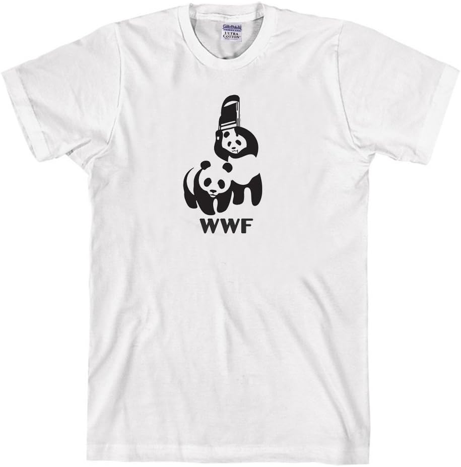 DIRTYRAGZ Men's WWF Funny Panda Bear Wrestling T Shirt White