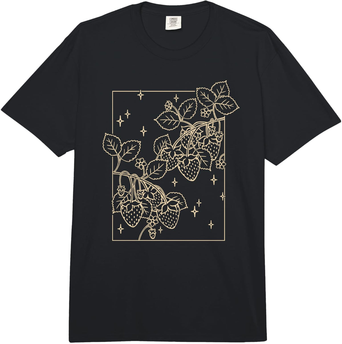 Strawberry Plant Blossoms and Berry Fruits Comfort Colors Adult Heavyweight T-Shirt