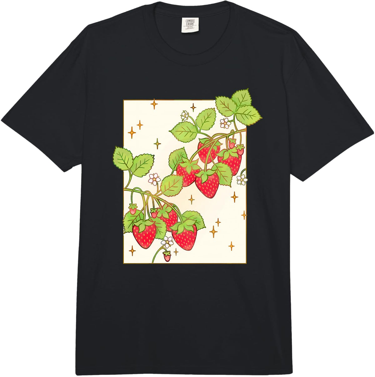Strawberry Plant with Berry Fruits and Blossoms Comfort Colors Adult Heavyweight T-Shirt