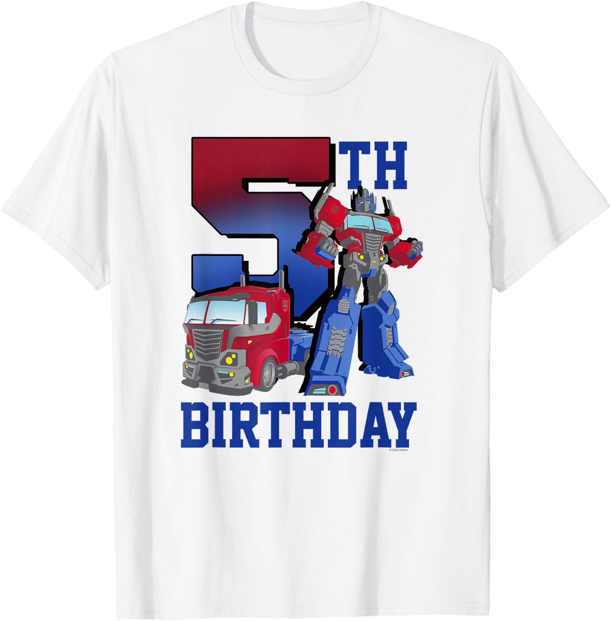 Transformers Optimus Prime 5th Birthday Gradient Fill Poster Graphic Tees and T Shirts for Men Women Boys Girls Football Club Store