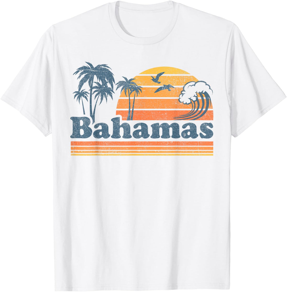 Bahamas Beach Summer Vacation Sunset Vintage 70's Retro T-Shirt