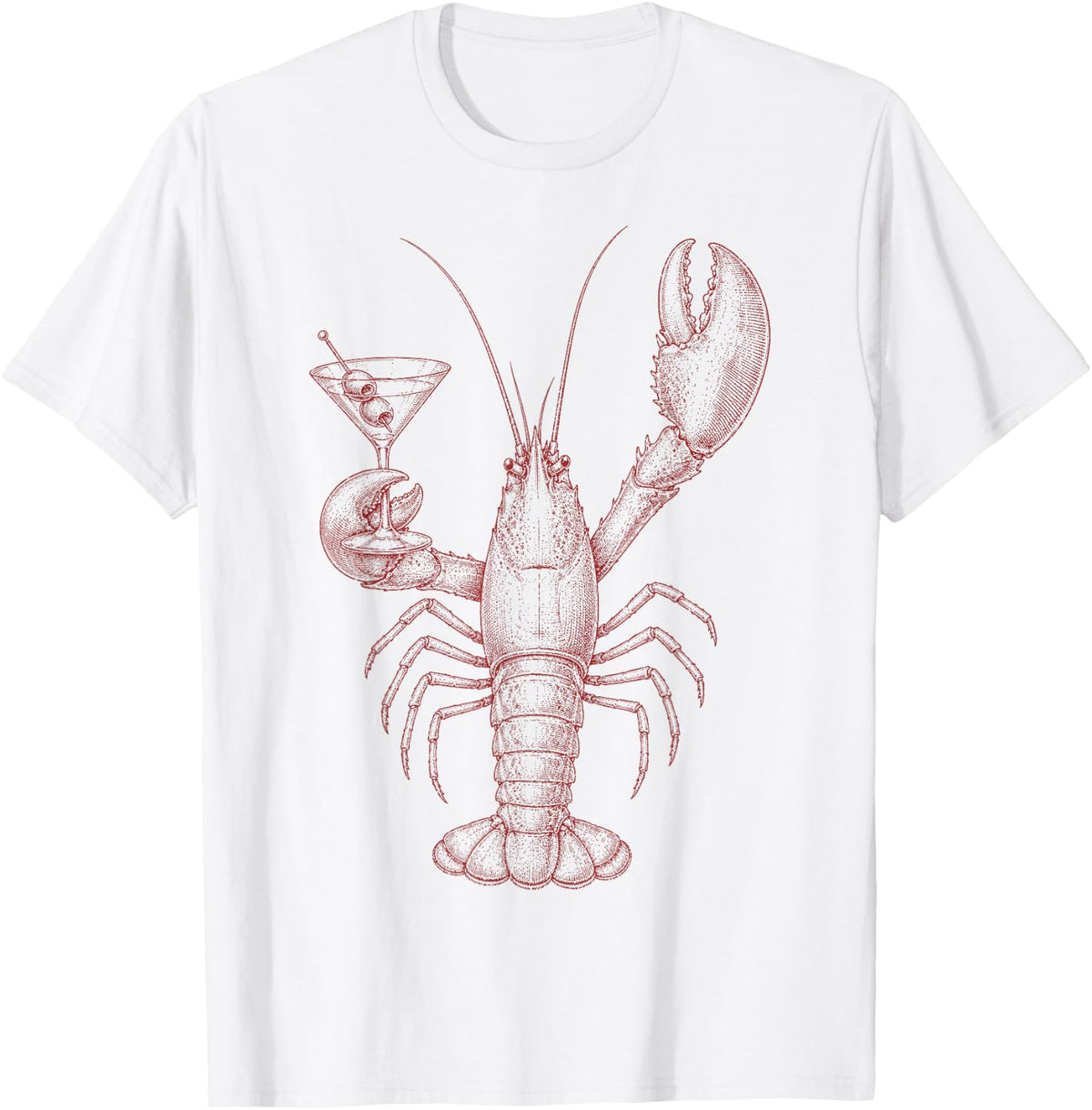 Vintage Lobster Holding Martini Cocktail Seafood Lover T-Shirt