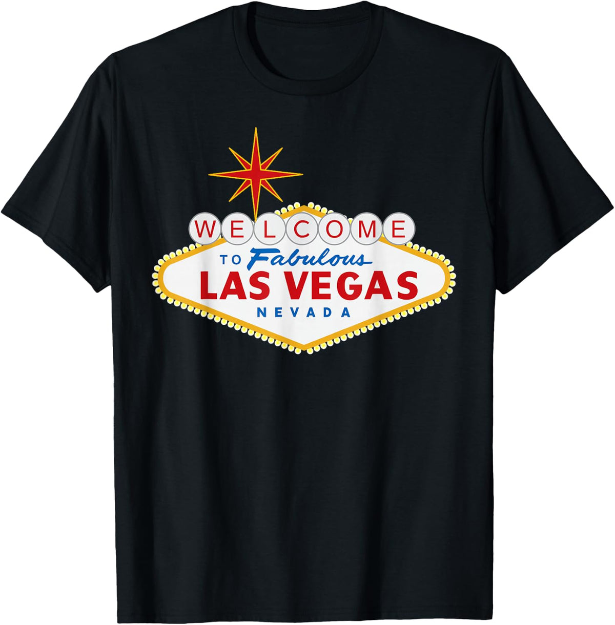Welcome to Fabulous Las Vegas T-Shirt - Black, Small, Unisex-Adults, Short Sleeve, T-Shirt, Novelty Modern, Letter Print