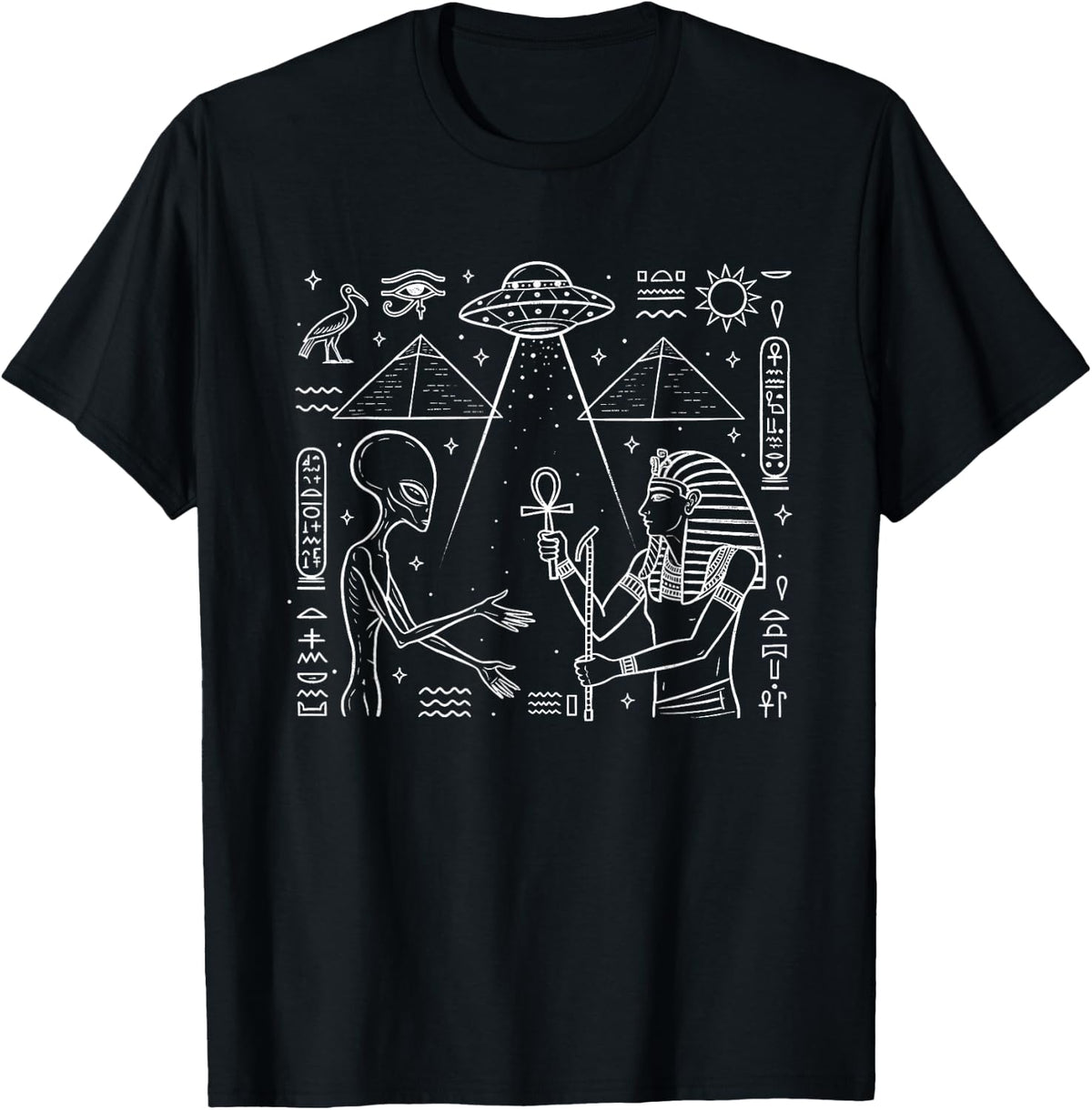 Alien & Ancient Egyptian Pyramid UFO Conspiracy Theory T-Shirt