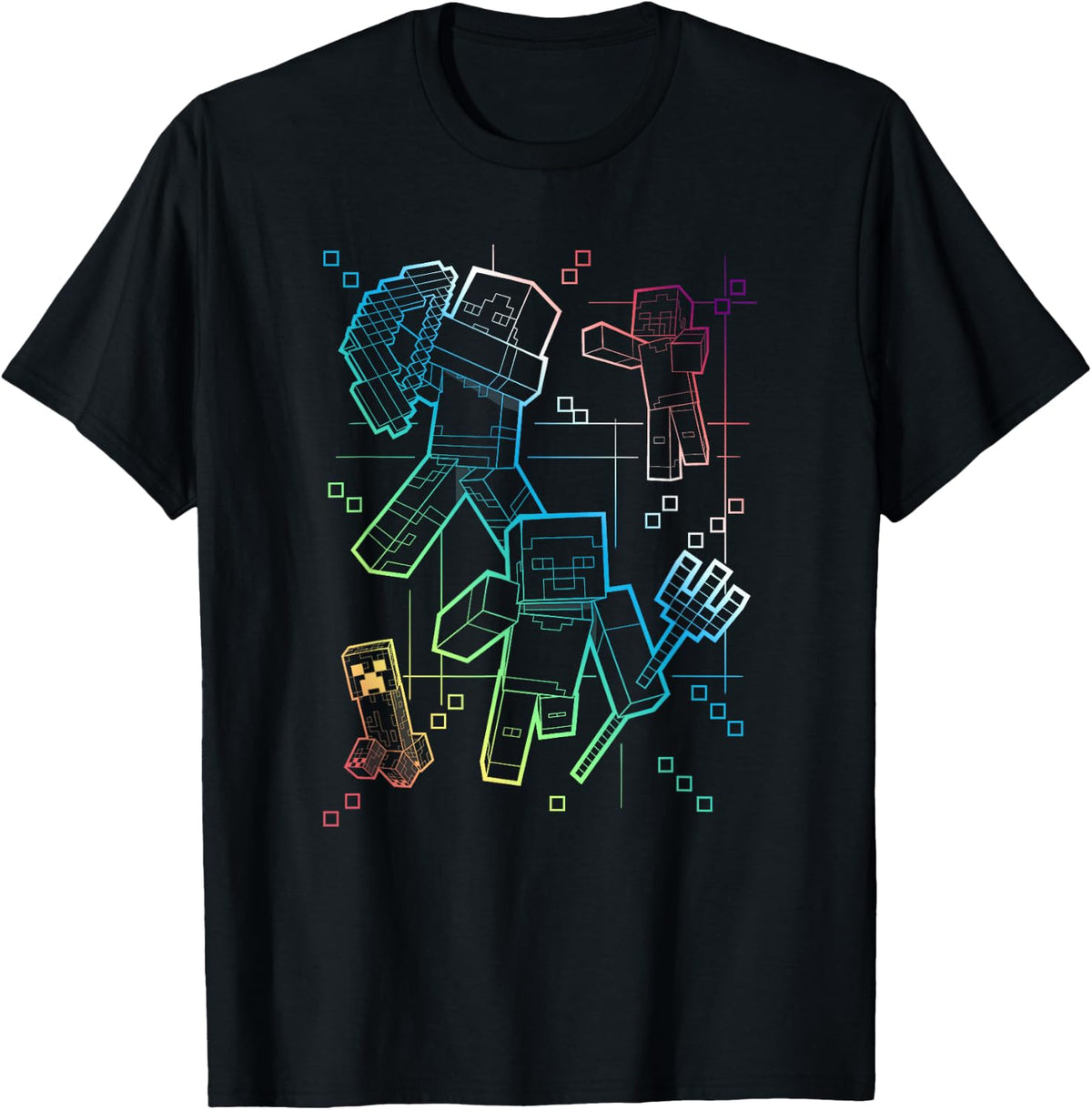 Minecraft Group Shot Rainbow Collage T-Shirt