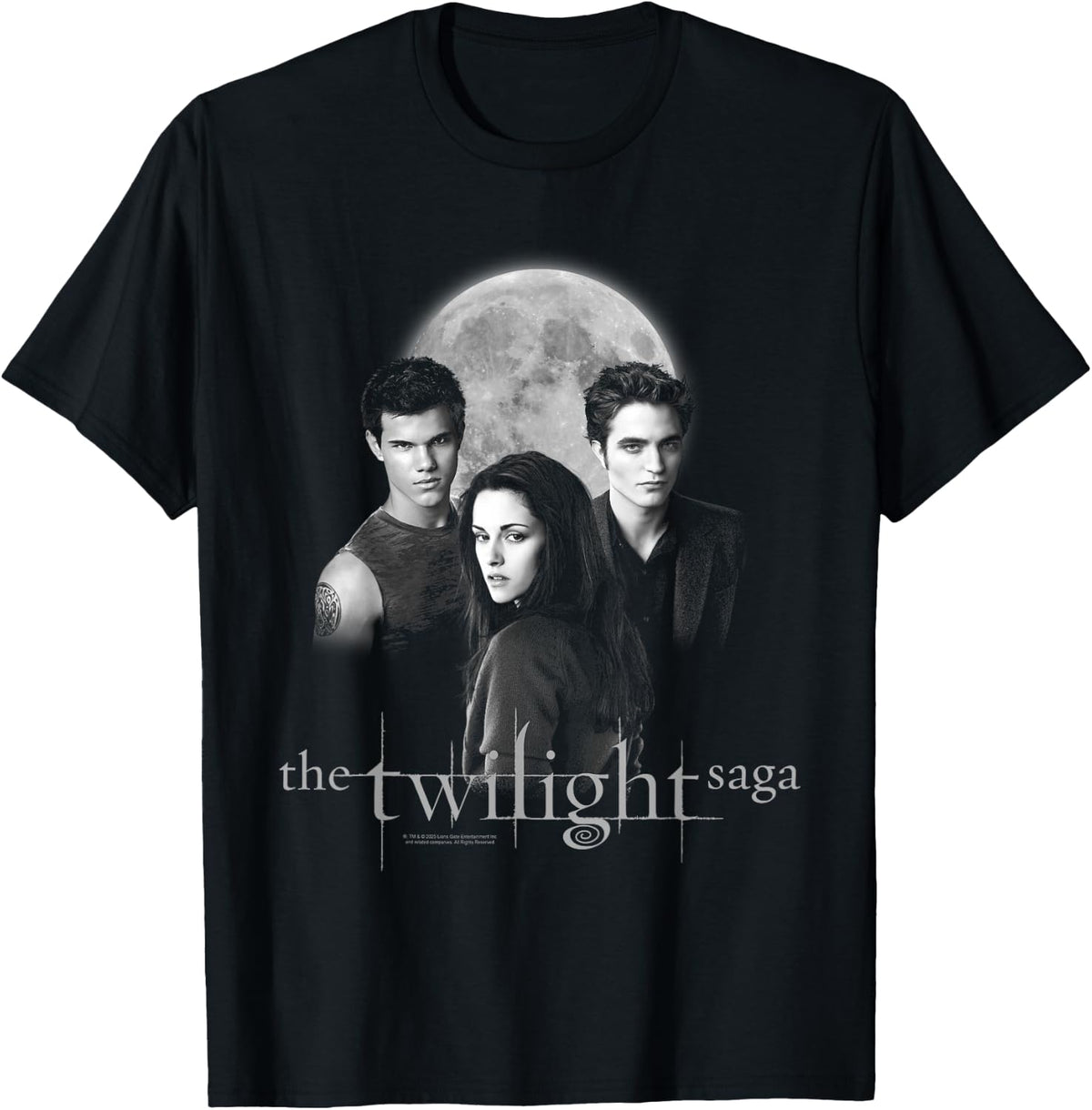 Twilight Saga Black & White Photo Jacob, Bella, Edward Movie T-Shirt