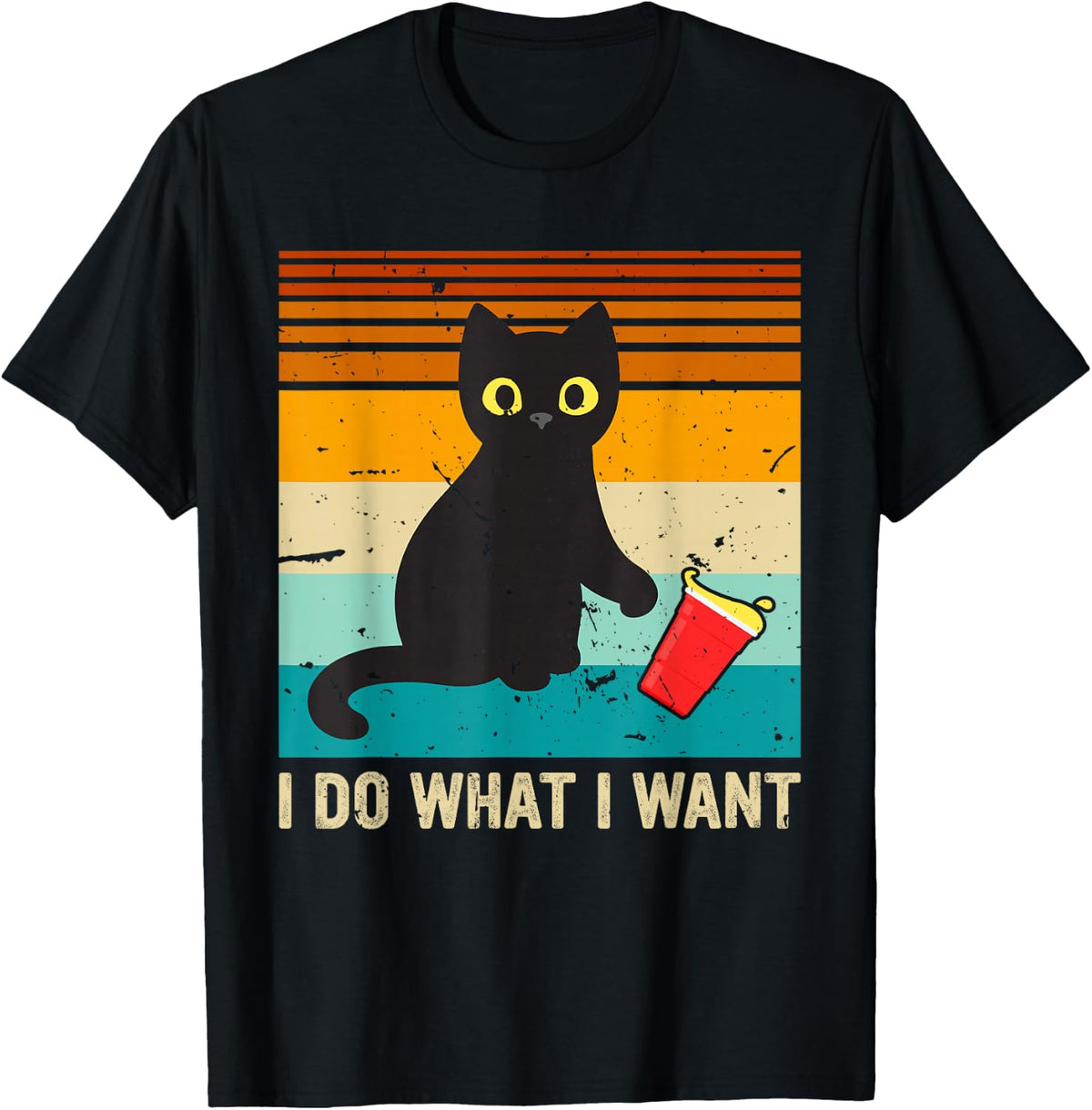 Do What I Want Vintage Black Cat Red Cup Funny My Cat T-Shirt