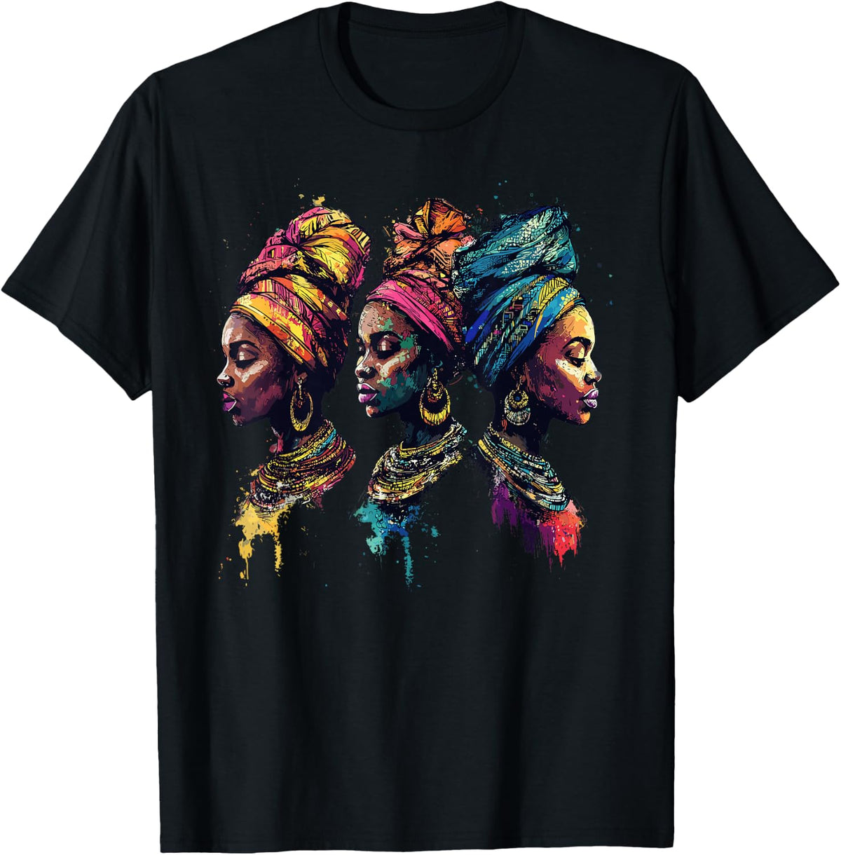 Melanin African Queen Afro Woman Headwrap Style T-Shirt