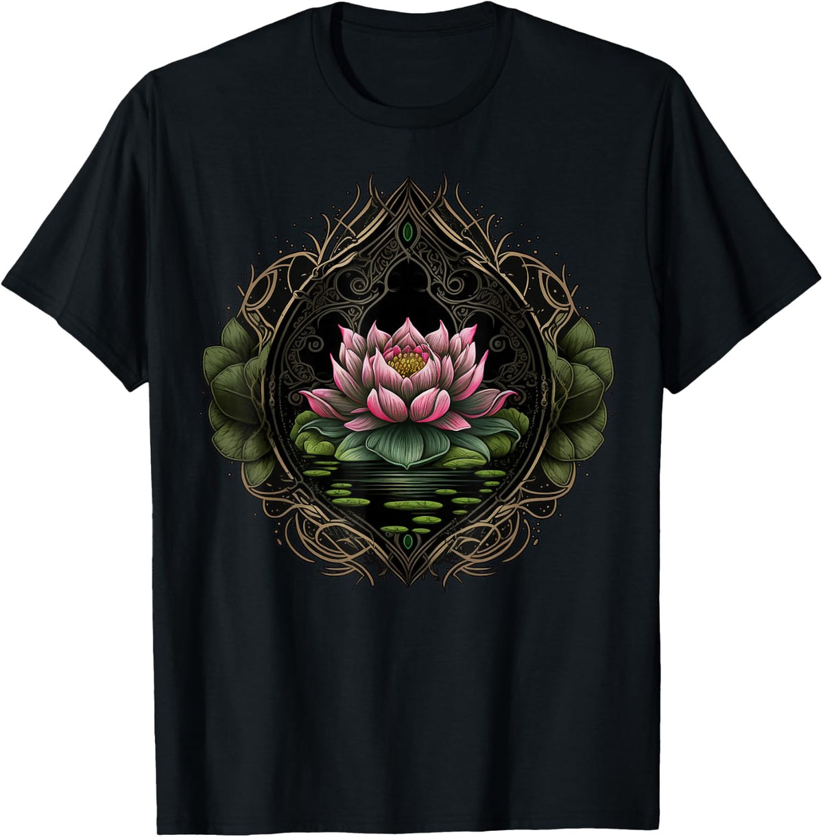 Colorful Lotus Flower on Floral Lotus Flower T-Shirt