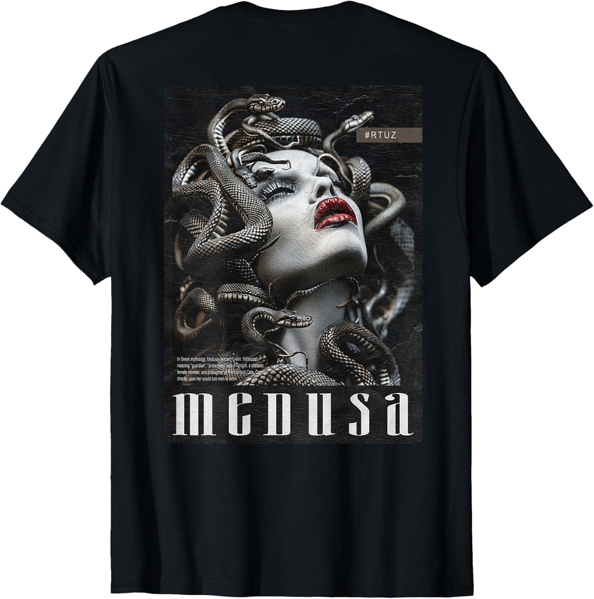 Gorgon Medusa Goddess Snake Greek Mythology Backprint Medusa T-Shirt