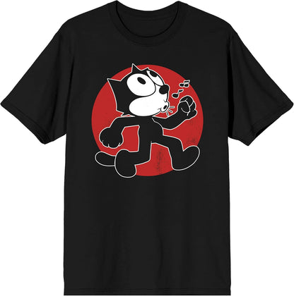 Felix the Cat Whistling Adult Black Short Sleeve Tee