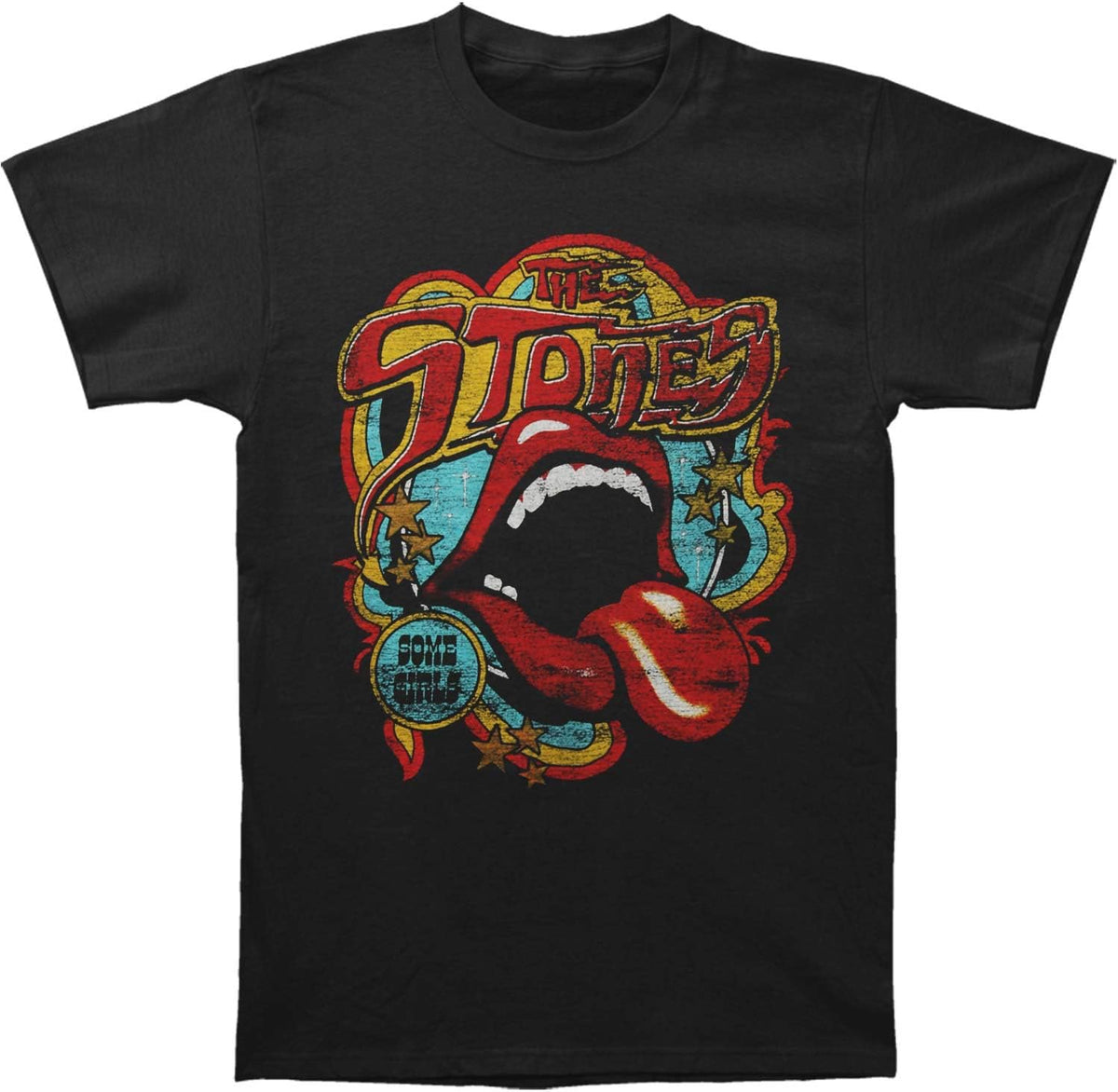 Rolling Stones Men's Retro 70's Vibe Vintage T-Shirt Football Club Store