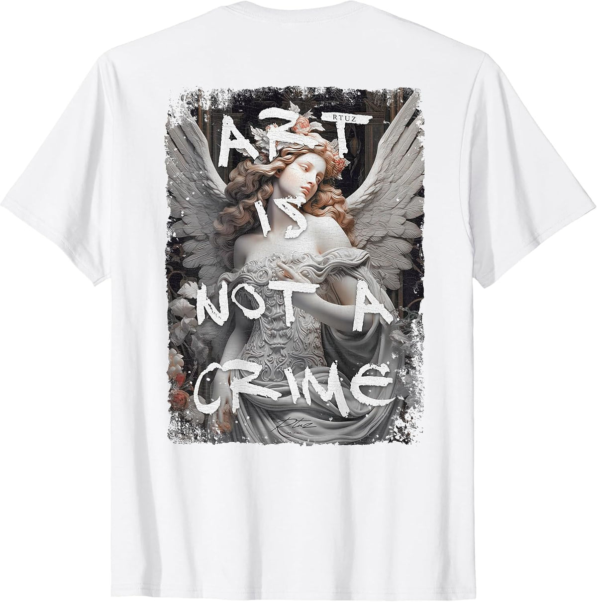 Hip Hop Vintage Edgy Urban Y2K Back Print Streetwear Angel T-Shirt