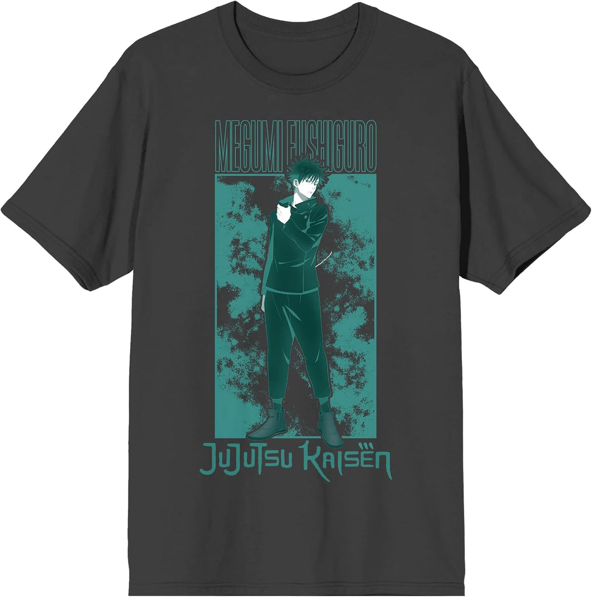 Bioworld Jujutsu Kaisen Megumi Fushigoro Adult Charcoal Crew Neck Short Sleeve T-Shirt