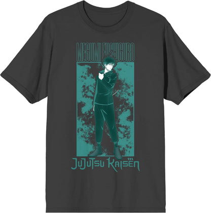 Bioworld Jujutsu Kaisen Megumi Fushigoro Adult Charcoal Crew Neck Short Sleeve T-Shirt