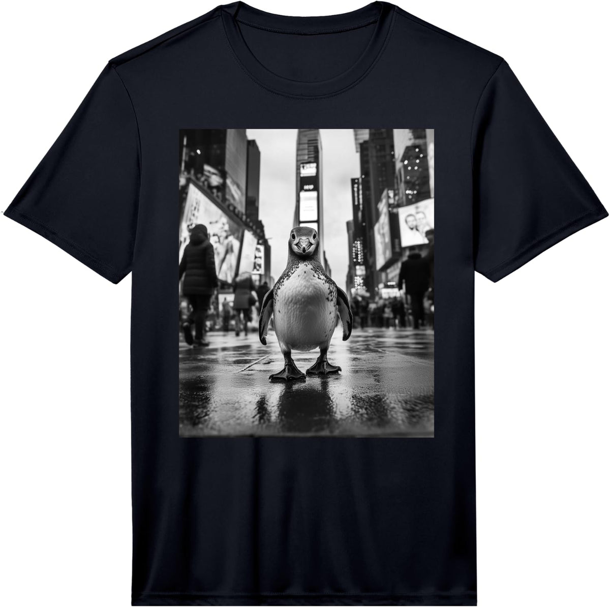 Penguin in Times Square T-Shirt - NYC Graphic Tee Performance T-Shirt