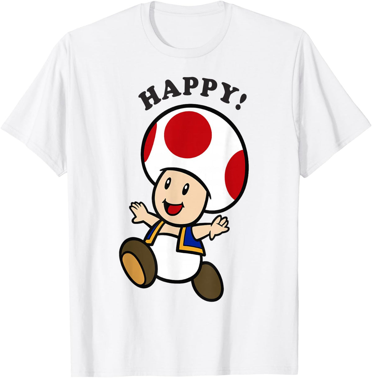 Nintendo Super Mario Toad Stay Happy Text Portrait T-Shirt