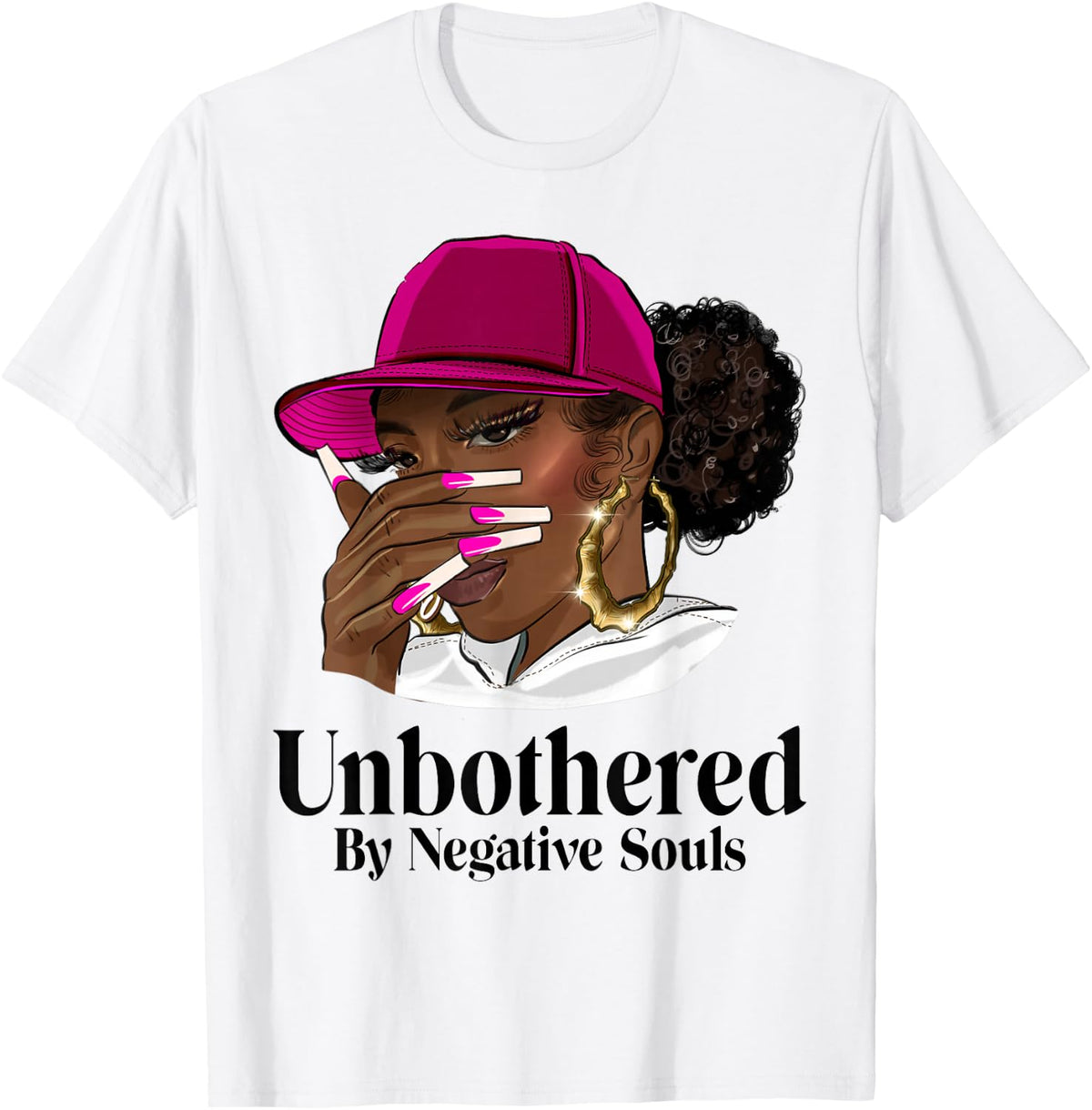 Unbothered Black Woman With Cap African American Afro Queen T-Shirt Comfort Serenity Clothing Store