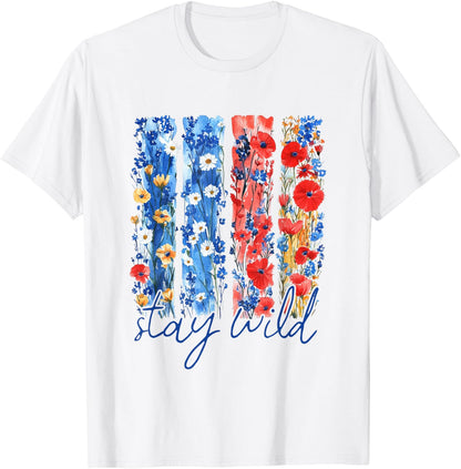 Stay Wild Coquette Brushstroke Summer Flower Wildflower T-Shirt