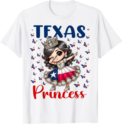 Texas Princess Dab Dance Texas Flag for Girls Toddlers Kids T-Shirt