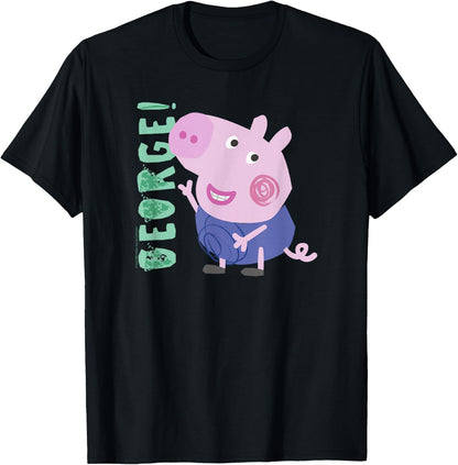 Peppa Pig George! Text Full Body Smiling Portrait T-Shirt Comfort Serenity Clothing Store