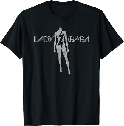 Official Lady Gaga Lightning White Logo T-Shirt