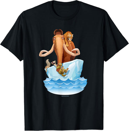 Ice Age Manfred Diego Sid and Scrat on Iceberg T-Shirt Comfort Serenity Clothing Store