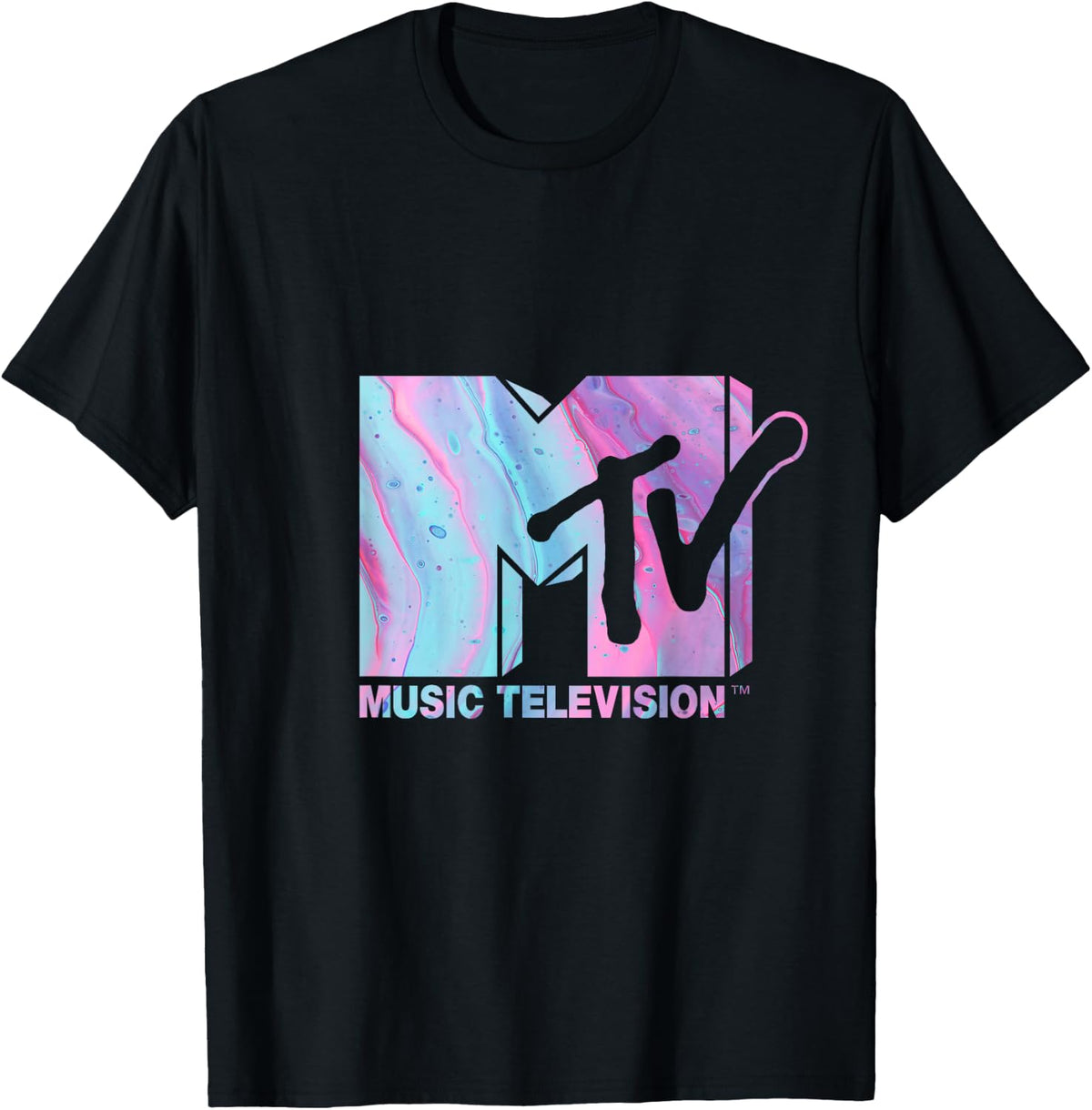 MTV Logo Pink Blue Fluid T-Shirt Comfort Serenity Clothing Store
