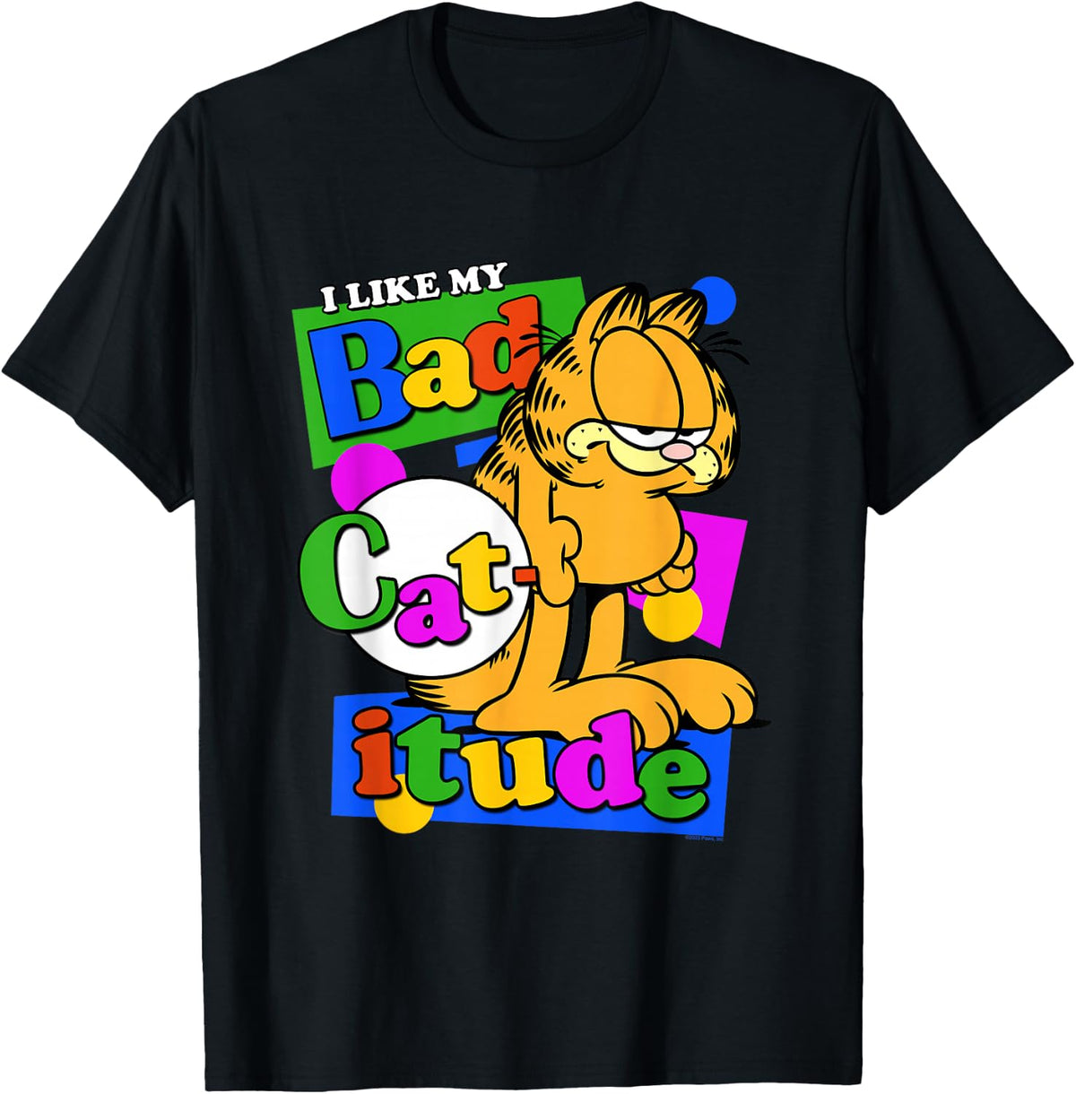 Garfield I Like My Bad Catitude Retro Cartoon Cat T-Shirt