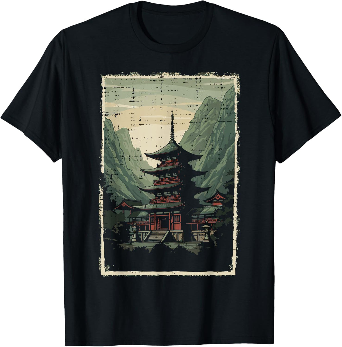 Japanese Pagoda Temple Mountain Ukiyo-e Art Men Women Kids T-Shirt Football Club Store