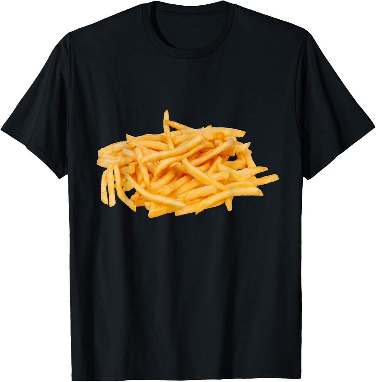 Fast Food Snack Gift French Fries T-Shirt, Unisex-Adults and Kids, Black, Small, Short Sleeve Comfort Serenity Clothing Store