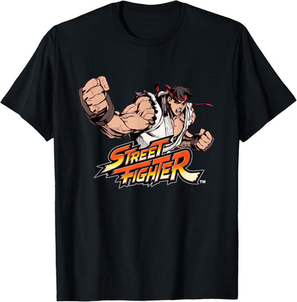 Street Fighter Ryu Punch Action Pose Retro Gaming Graphic T-Shirt