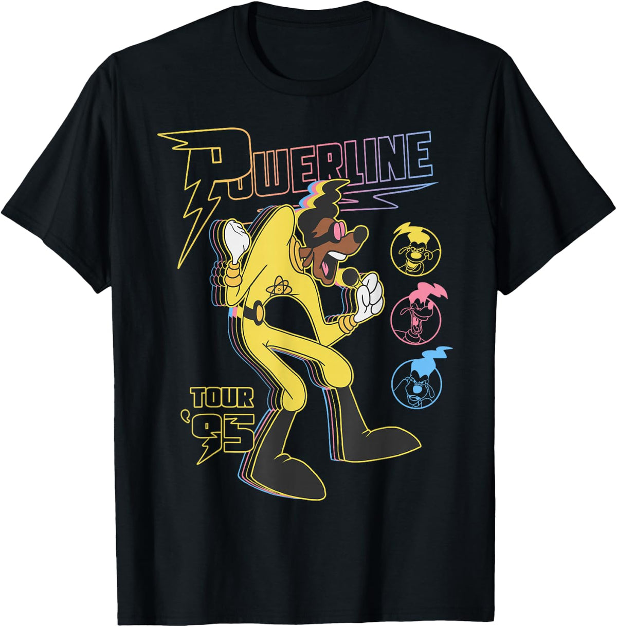 Disney A Goofy Movie Powerline Tour '95 Retro Neon Poster T-Shirt