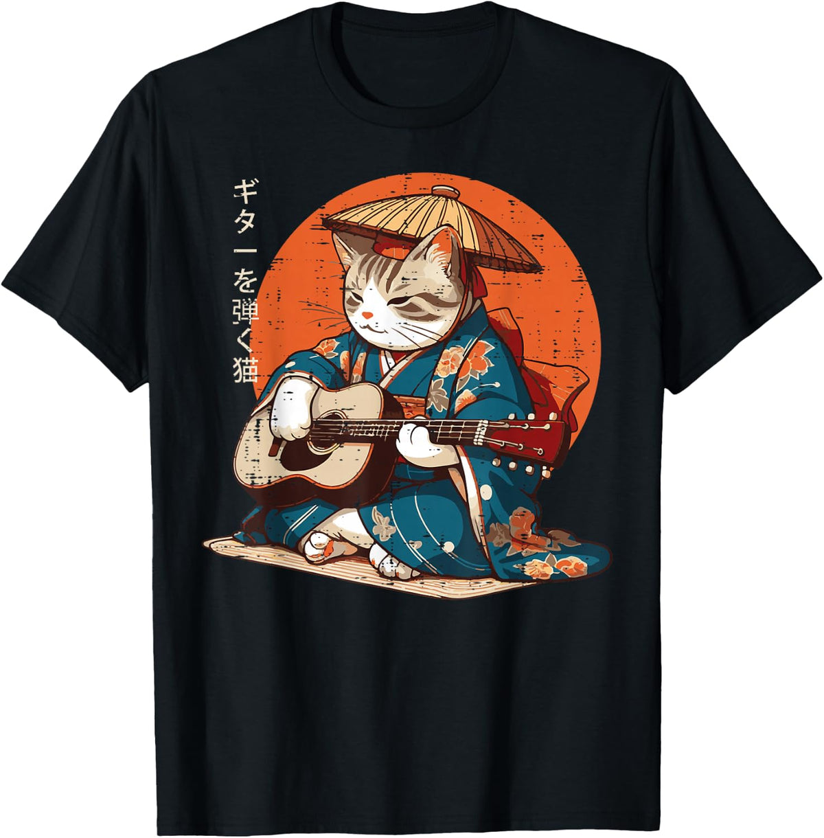Japanese Cat Kimono Guitar Samurai Music Men Boys Kids Women T-Shirt Football Club Store