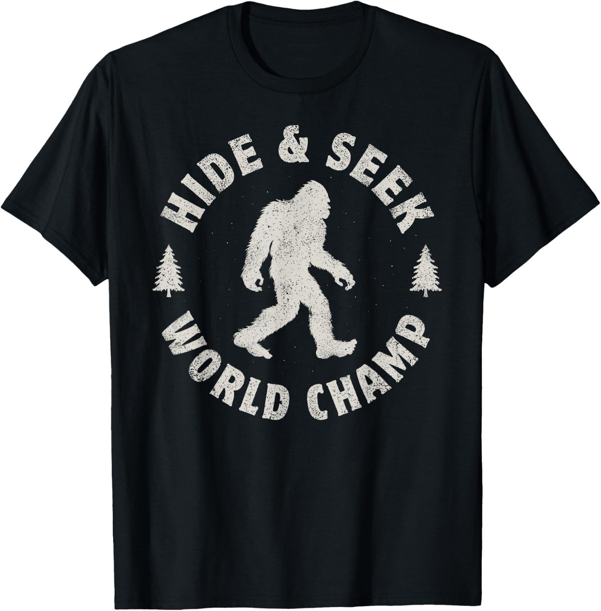Bigfoot Hide and Seek World Champion Sasquatch Retro Vintage T-Shirt Small