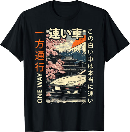 Japanese Car Mountains One Way Ukiyo-e Art Men Women Kids T-Shirt Football Club Store