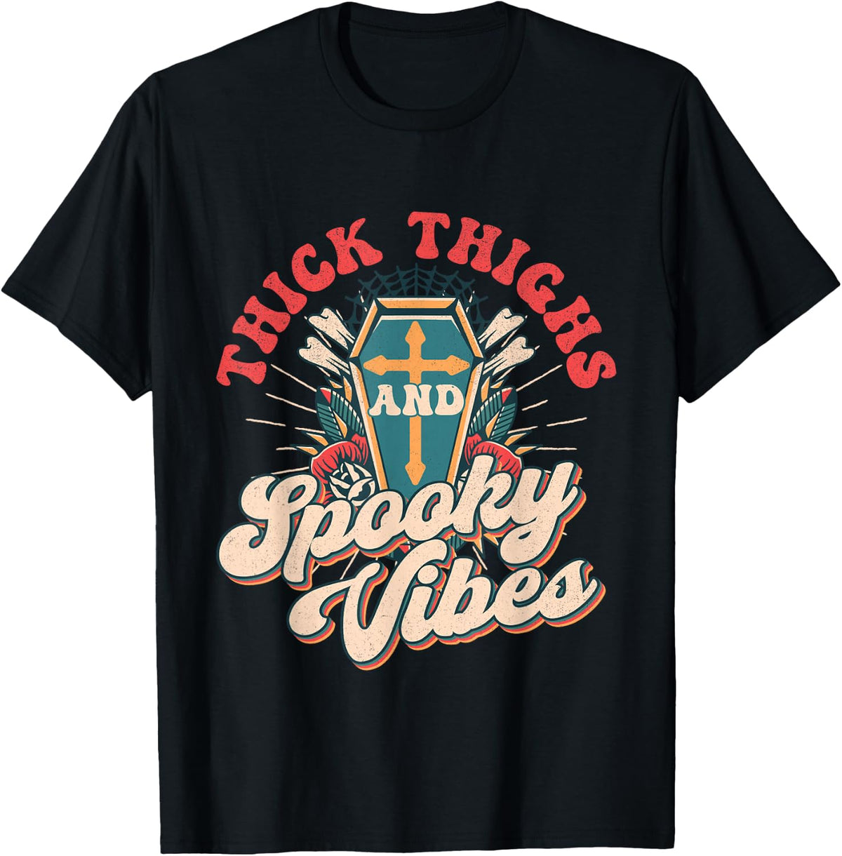 Thick Thighs and Spooky Vibes - Halloween T-Shirt Football Club Store